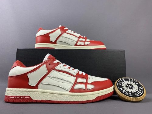 Amiri Skeleton Low-Top Chunky Sneakers Red and White
