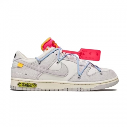 Nike Dunk Low Off-White Lot 47 Streetwear Sneakers White and Gray