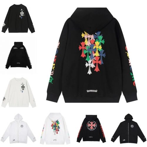 Chrome Hearts Multi-Color Cross Graphic Streetwear Hoodie Black