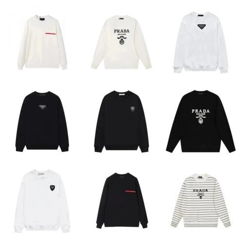 Prada Graphic Sweatshirt Casual Crewneck Black and White