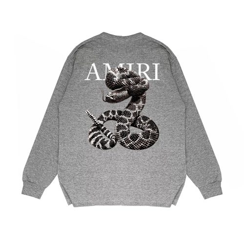 Amiri Snake Graphic Long Sleeve Shirt Gray