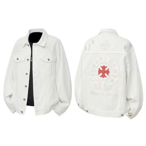 Chrome Hearts Leather Embroidered Jacket Casual White