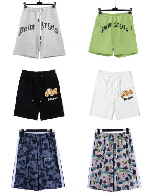 Palm Angels Bear and Graphic Print Casual Shorts Multicolor