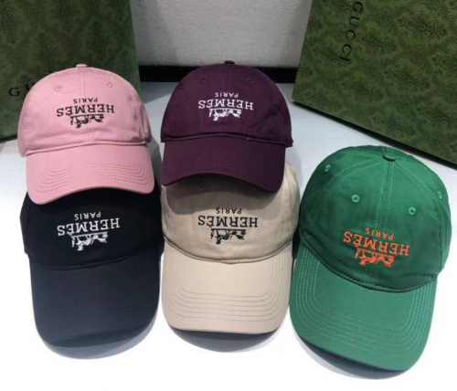 Hermes Embroidered Baseball Cap Cotton Dad Hat Multicolor