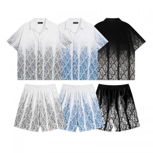 Amiri Monogram Gradient Matching Set Casual Shirt and Shorts Multicolor
