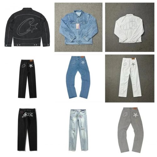 Corteiz CRTZ Star Denim Streetwear Jacket and Jeans Set Multicolor