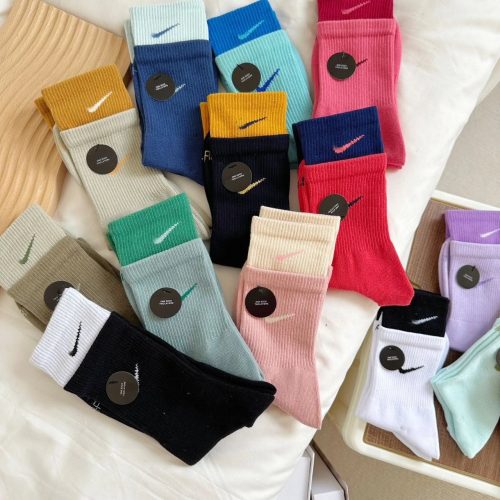 Nike Two-Layer Crew Socks Colorful Cotton Athletic Socks Multicolor