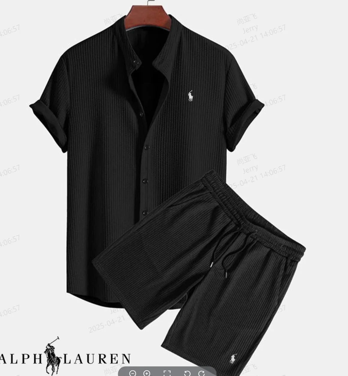 Ralph Lauren立领短袖短裤 黑