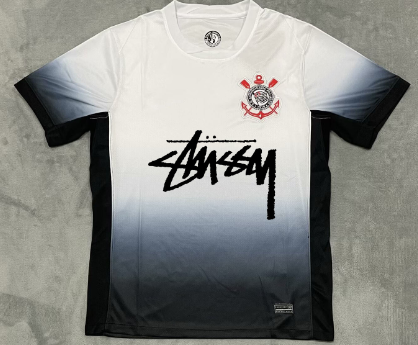 Stussy Corinthians Special Edition Gradient Soccer Jersey White and Black