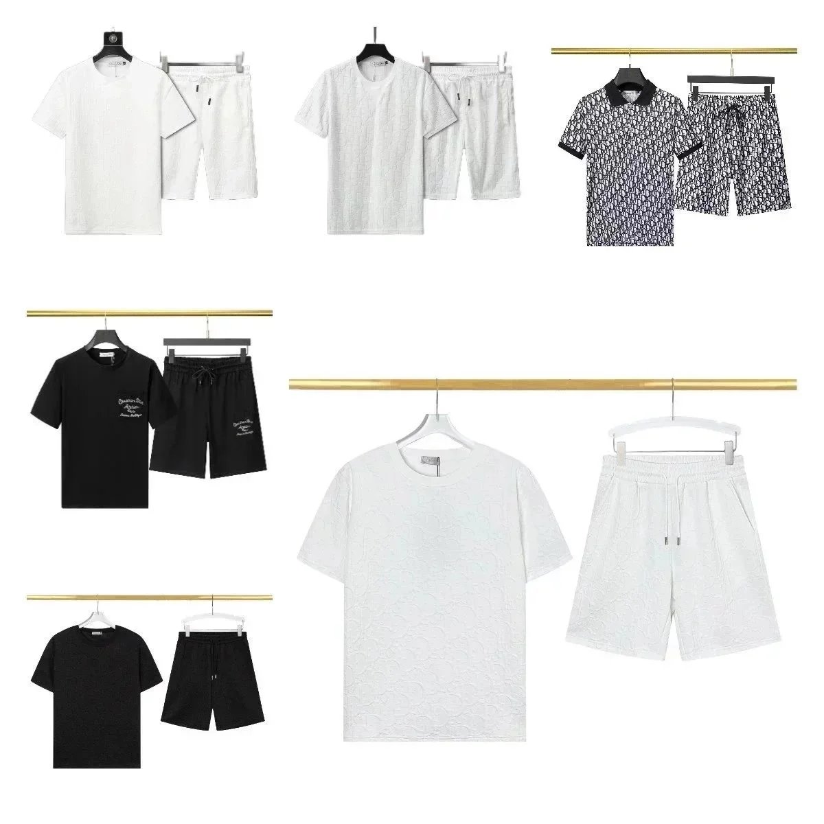 Dior Oblique Polo Shirt and Shorts Set Casual Summer Outfit Black and White