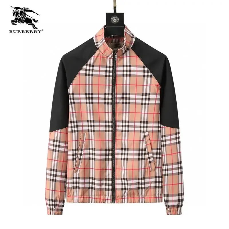 Burberry Vintage Check Track Jacket Casual Lightweight Jacket Beige and Black