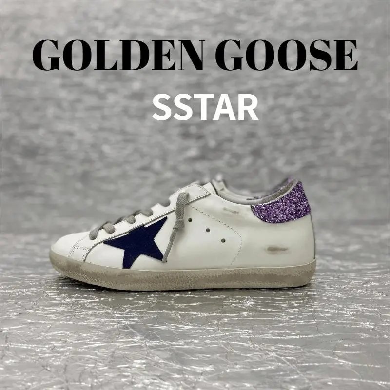Golden Goose SSTAR Casual Sneakers White with Purple Glitter