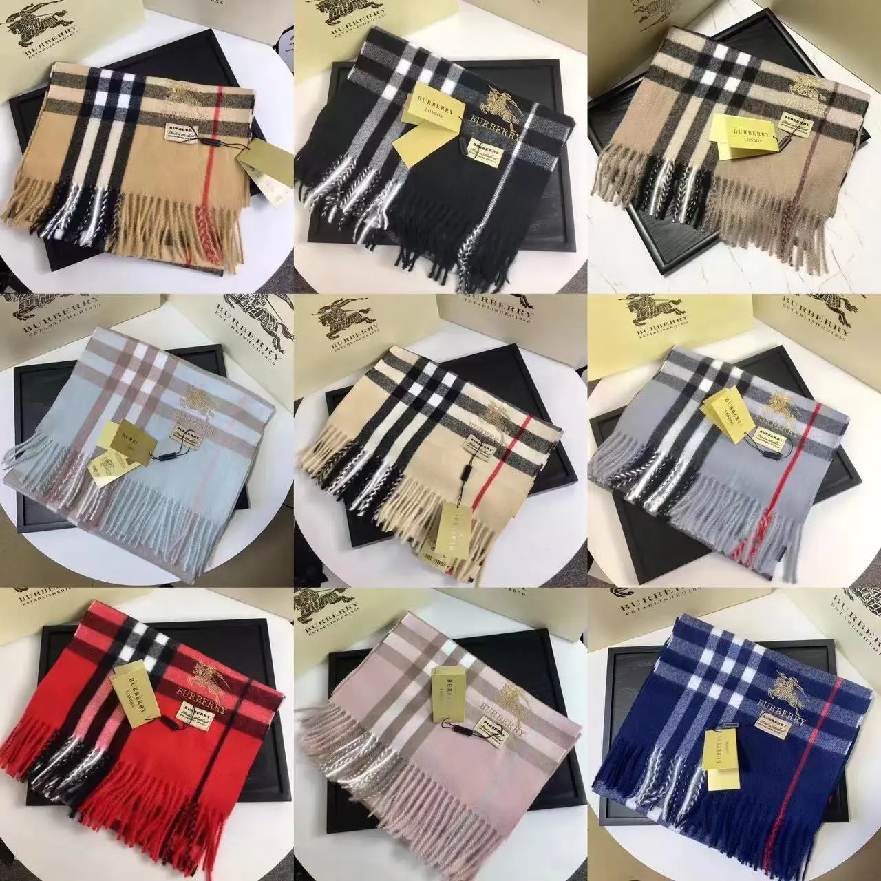 Burberry Classic Check Cashmere Scarf Soft Warm Winter Accessory Multicolor